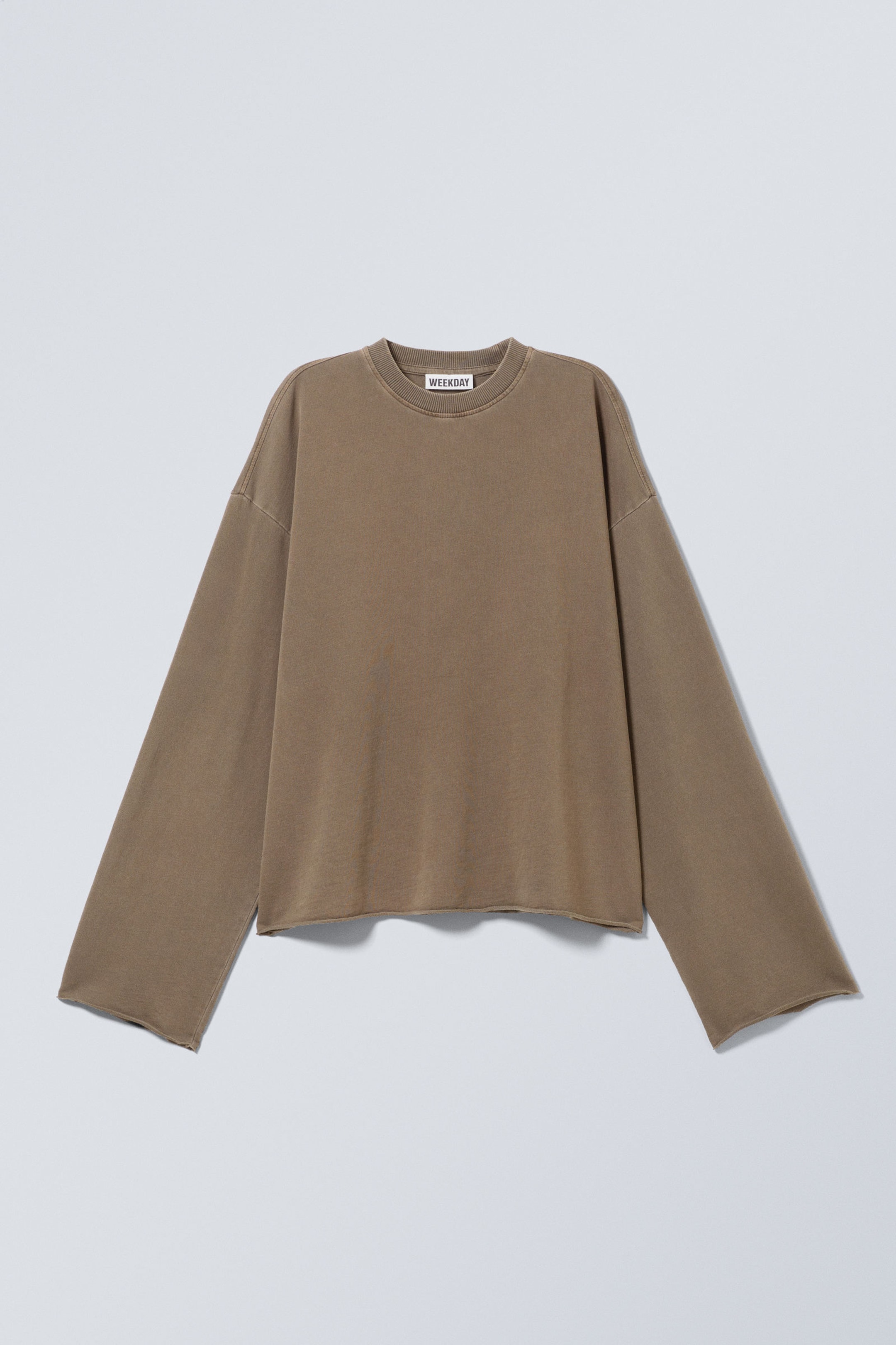 Verwaschenes dunkles Khaki - Oversize-Longsleeve aus Baumwolle - 0