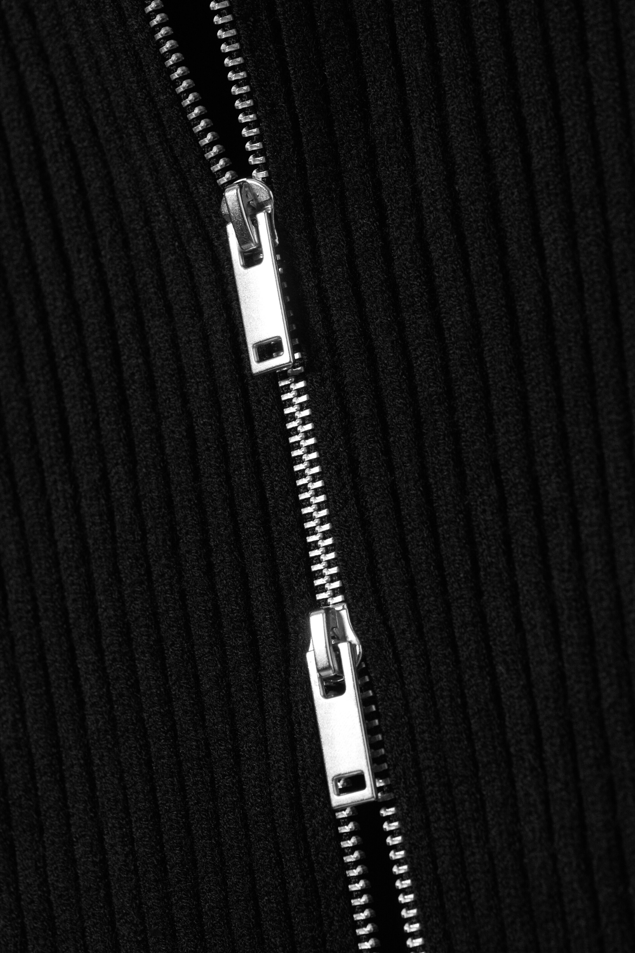 View larger image: Ribbed Fitted Zip Cardigan - Black | H&M GB 5