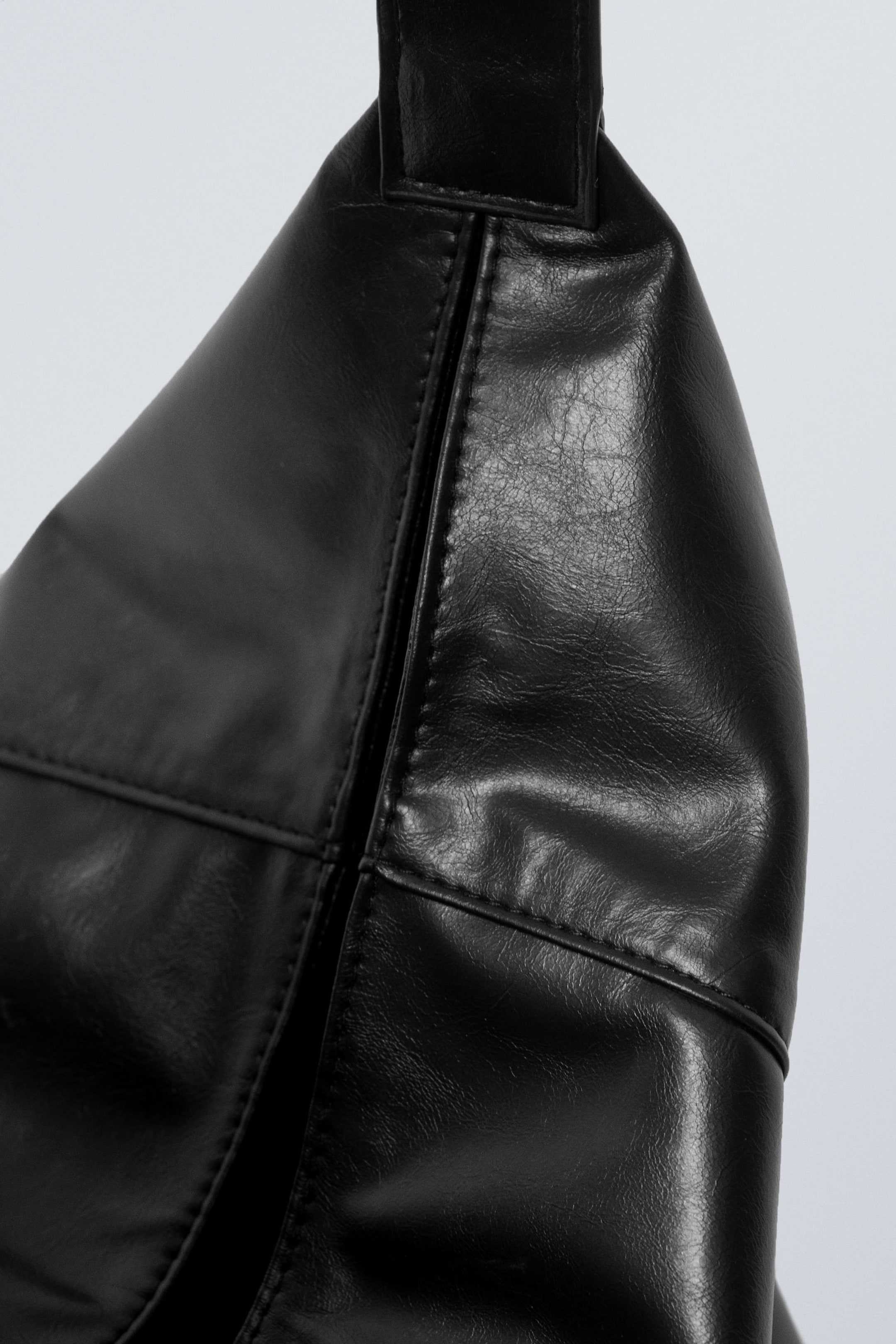 Black - Square Faux Leather Shoulder Bag - 3