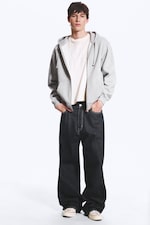 Hellgrau meliert - Klassischer Zip-Hoodie - 1