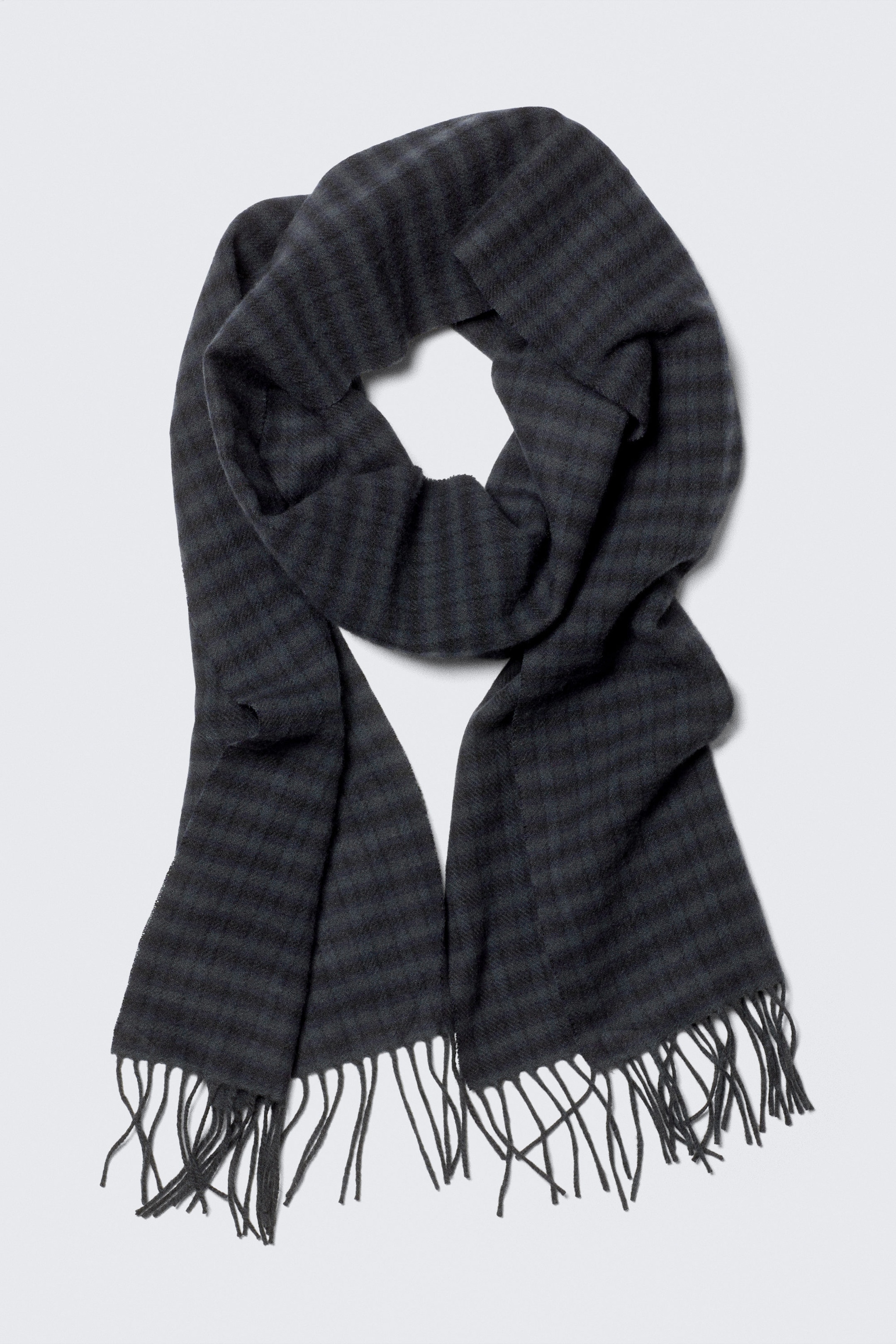 Medium Grey - Long Woven Wool Scarf - 2