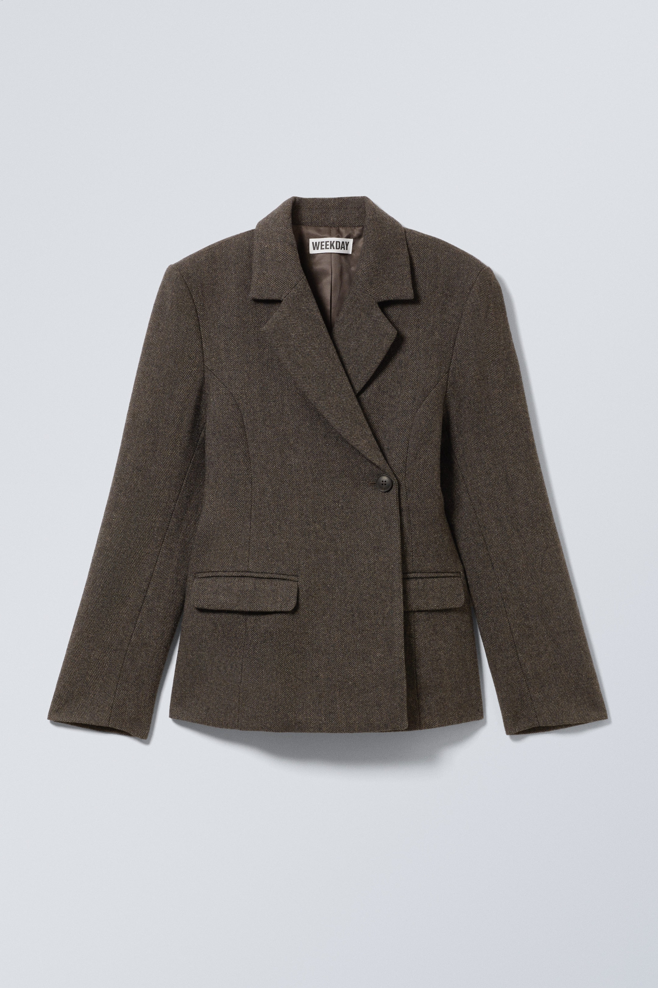 Brown/Grey - Wool-Blend Herringbone Blazer - 0