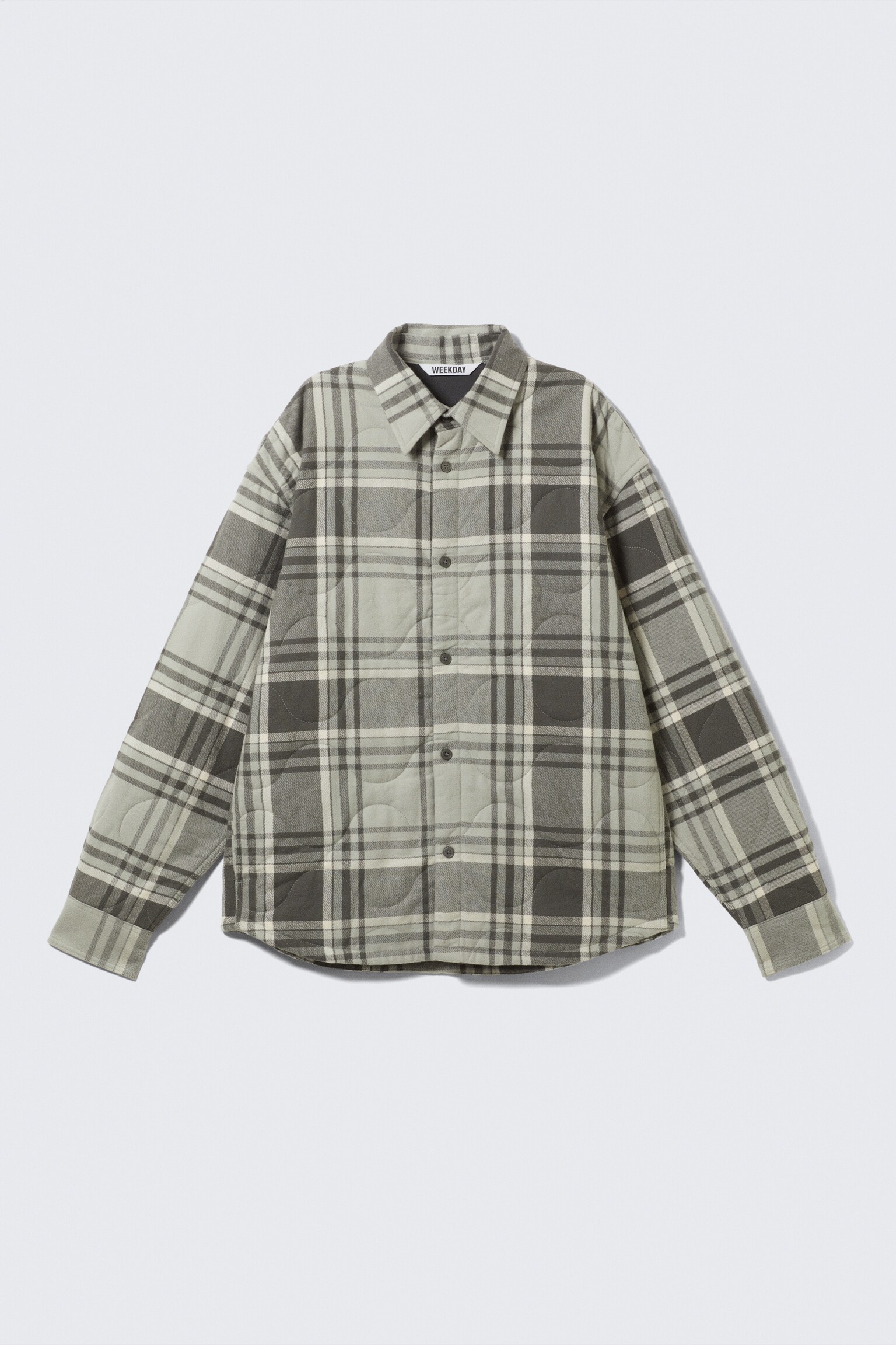 CHAQUETA CAMISERA ACOLCHADA DE FRANELA - Gris a cuadros