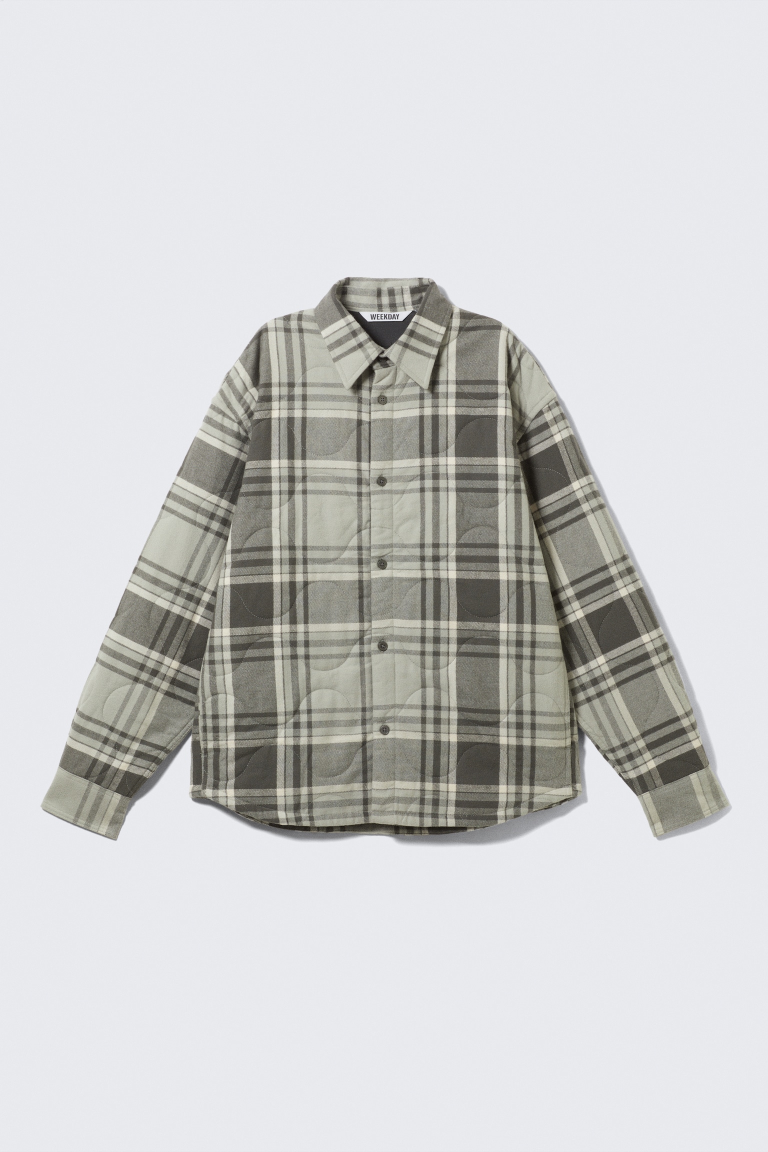 PADDED FLANNEL OVERSHIRT JACKET - Grey Checked - 2