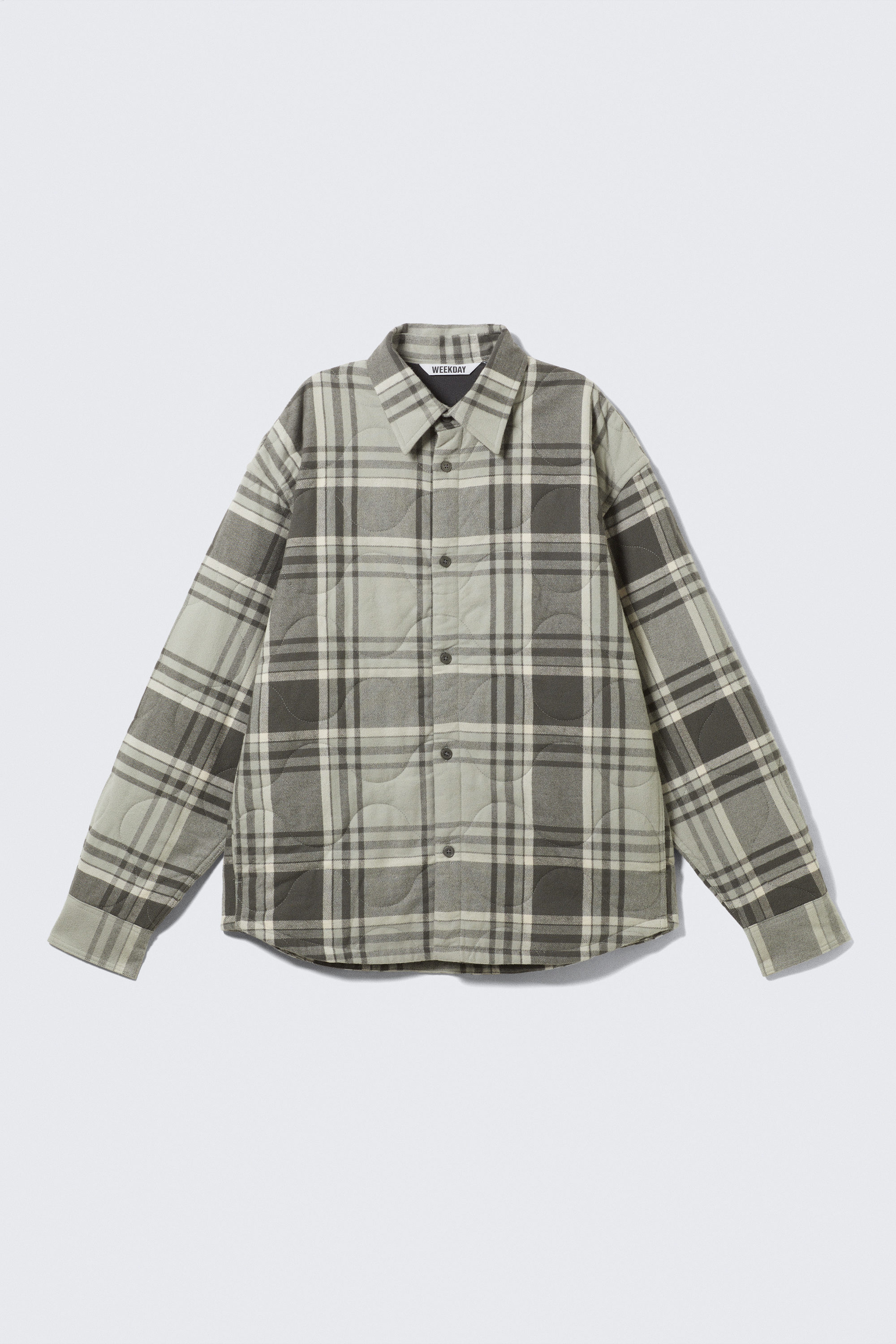 Grey Checked - PADDED FLANNEL OVERSHIRT JACKET - 4