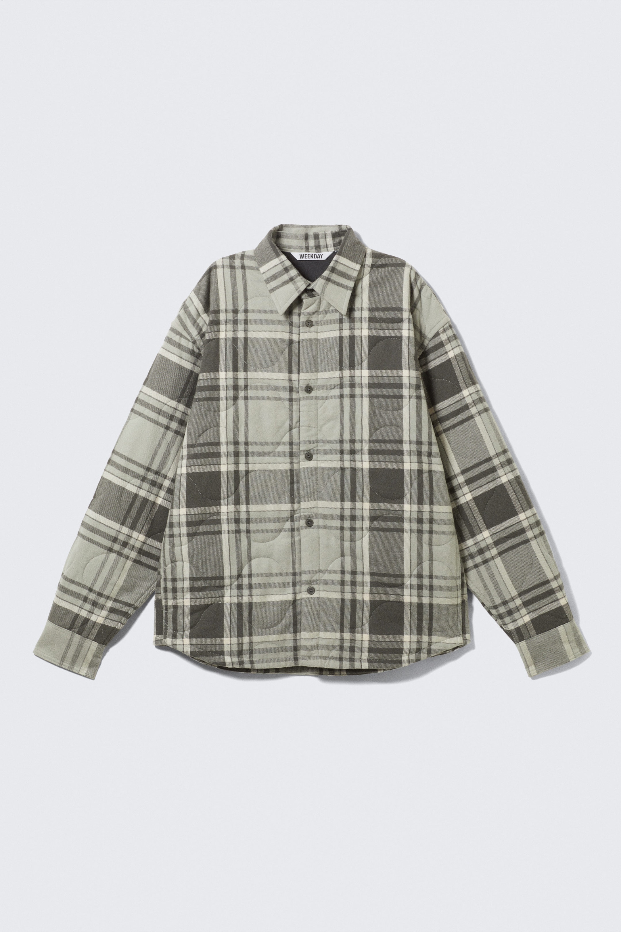 Carreaux gris - VESTE SURCHEMISE EN FLANELLE MATELASSÉE - 1