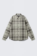 Carreaux gris - VESTE SURCHEMISE EN FLANELLE MATELASSÉE - 0