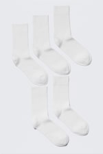 Hvit - 5-pack Ribbed Crew Socks - 0