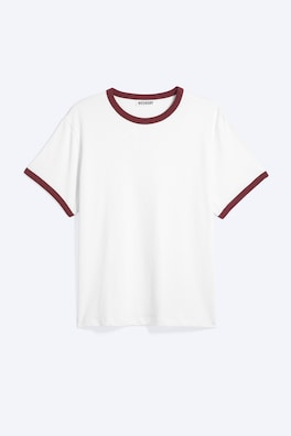 Kortärmad T-shirt i bomull med kontrastkant
