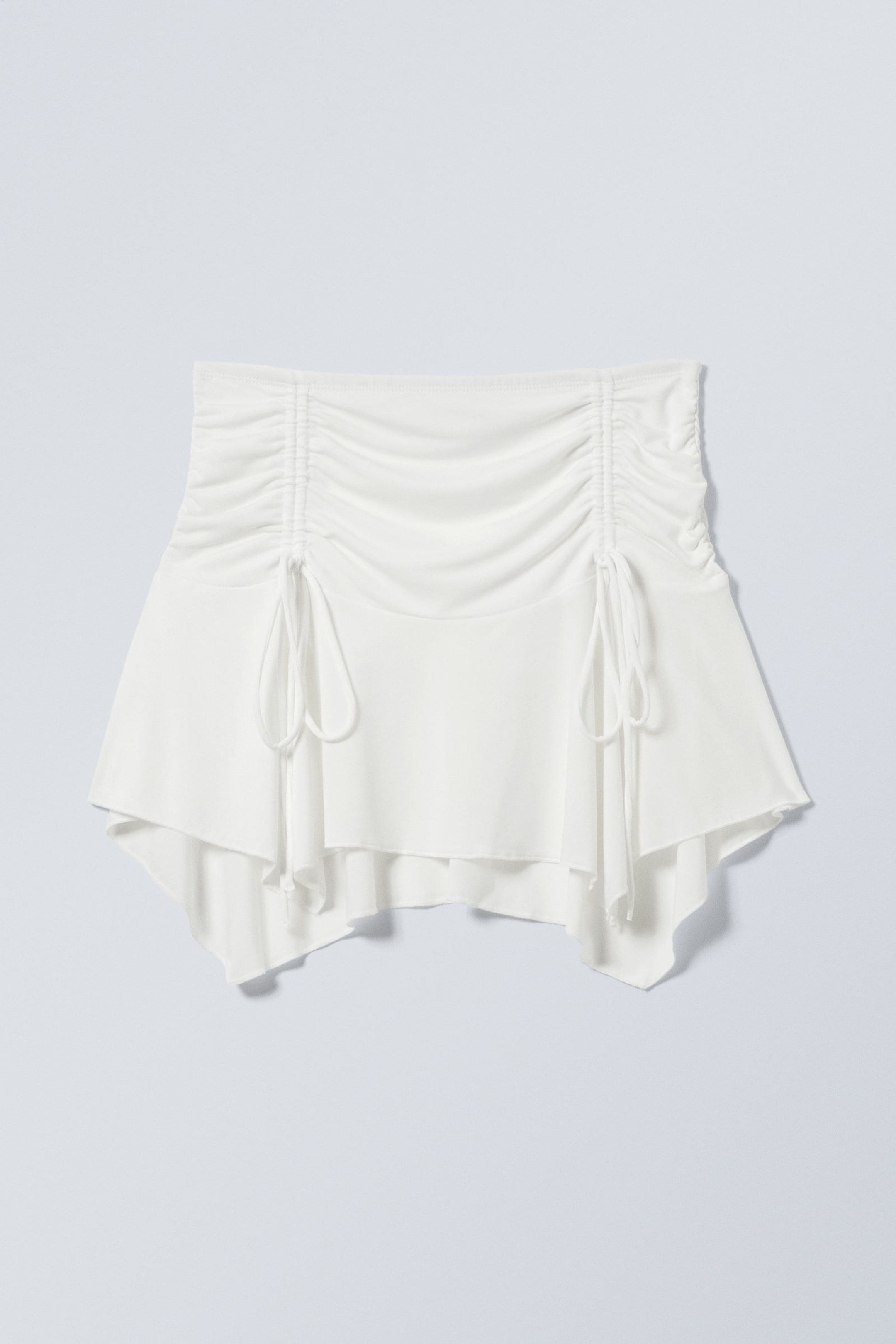 White - Gathered Mini Skirt - 1