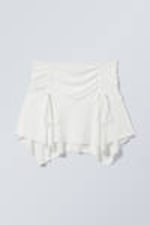 White - Gathered Mini Skirt - 0