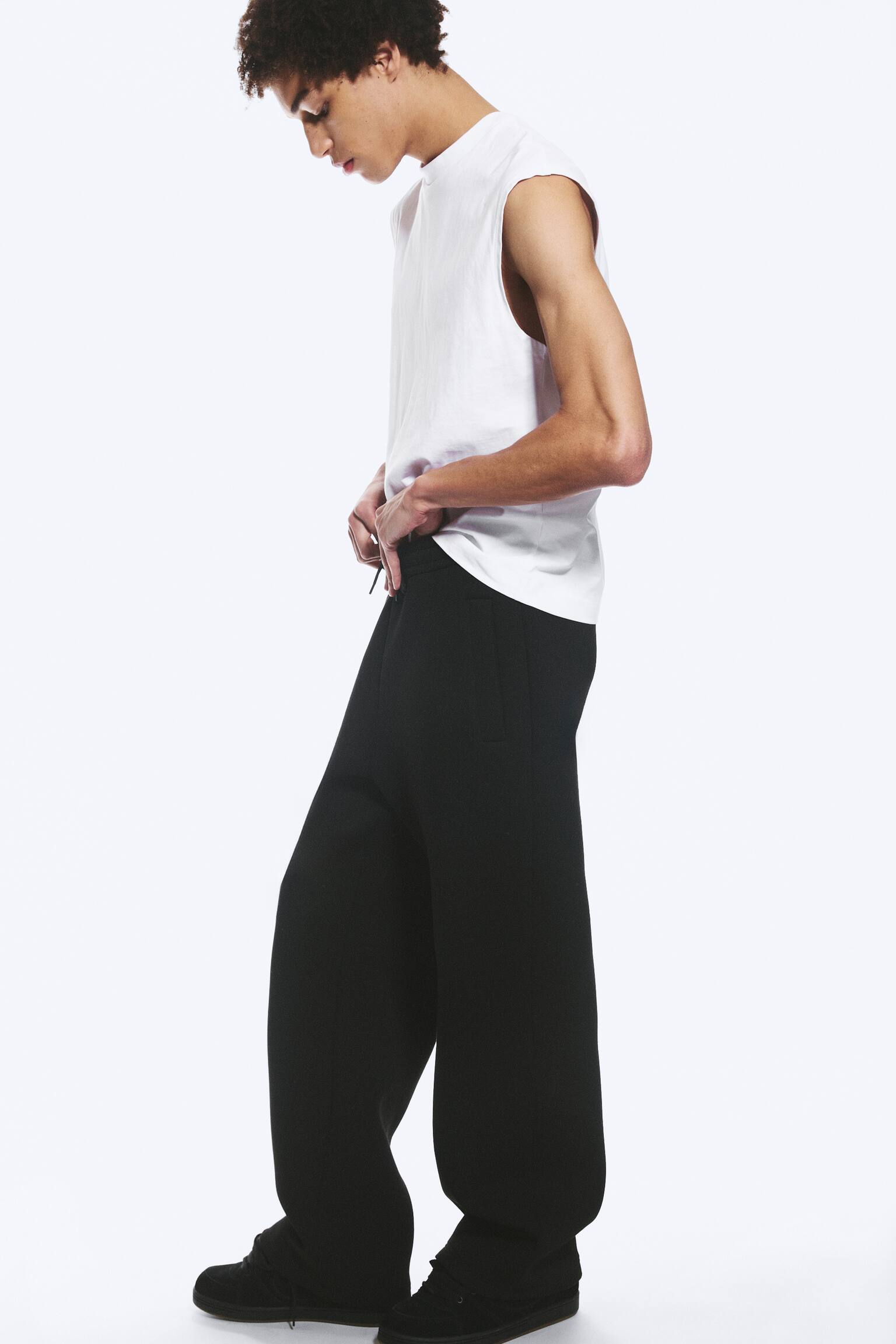 Loose Fit Scuba Sweatpants - Black/Светло Прашно Таупе/Grey Melange/Тъмно сиво меланж - 4