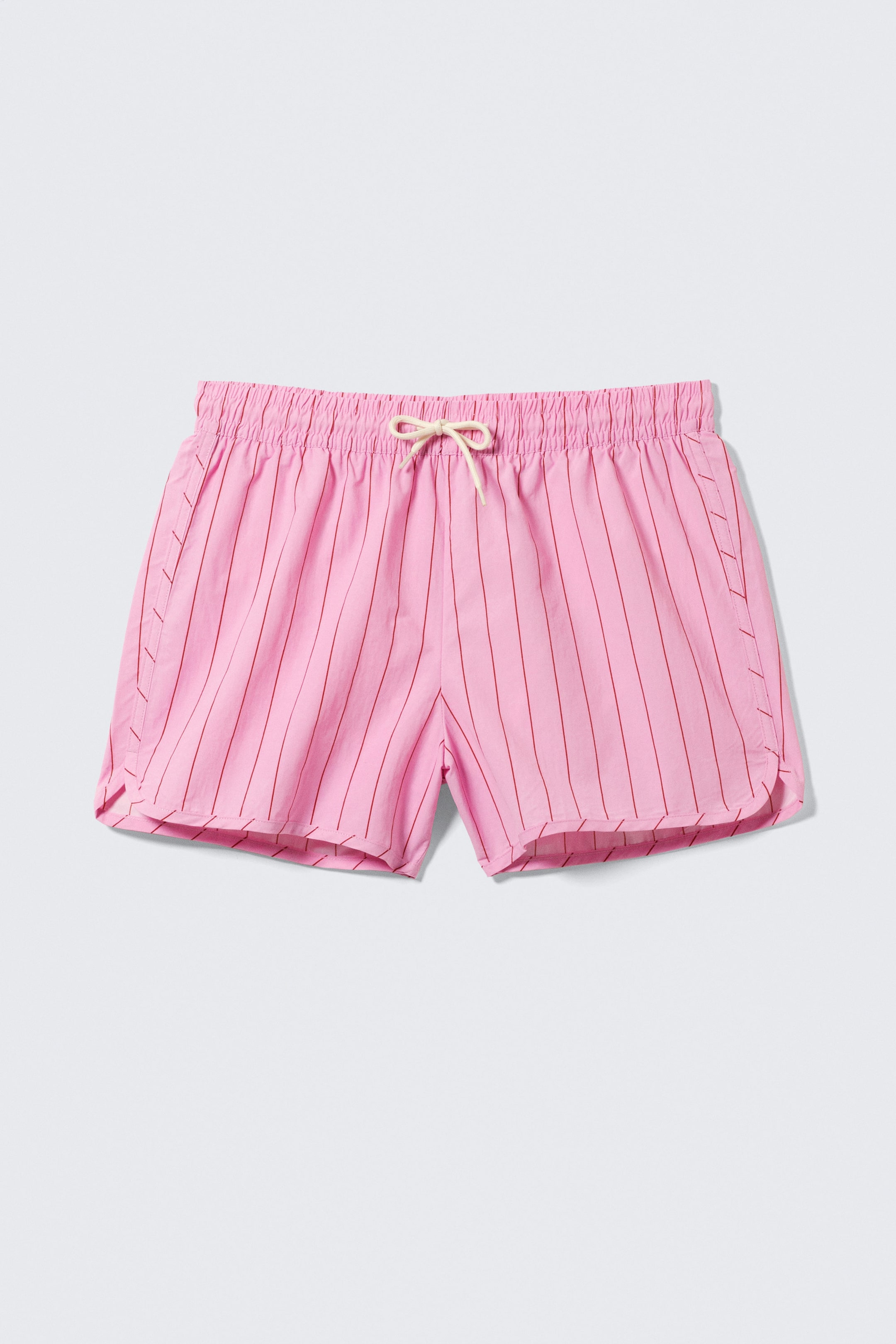 Hellrosa gestreift - Gestreifte, strukturierte Schwimmshorts - 1