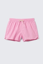 Striped Light Pink - Striped Structured Mid-Thigh Swim Shorts - 0