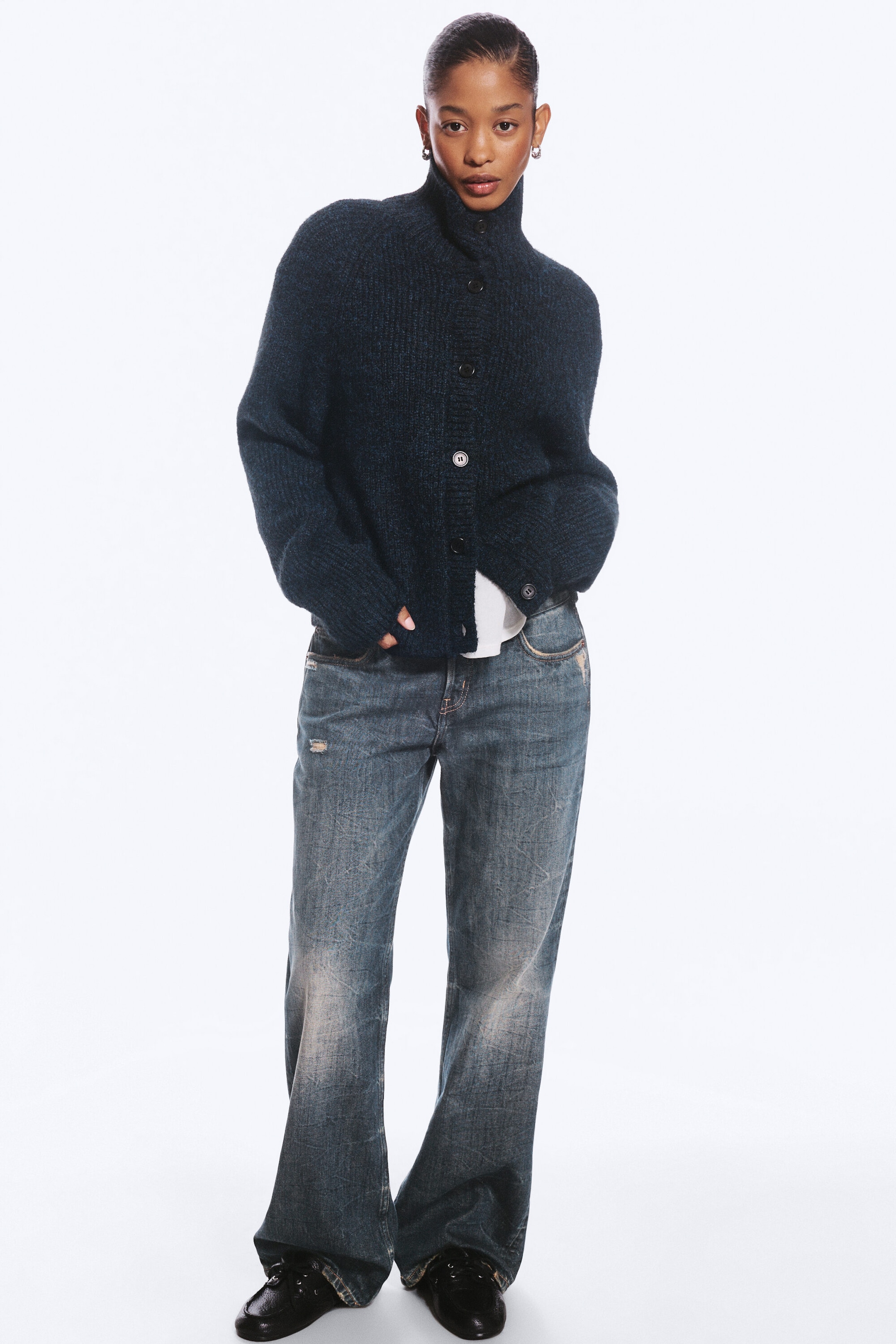 Dark Blue - Buttoned cardigan - 5