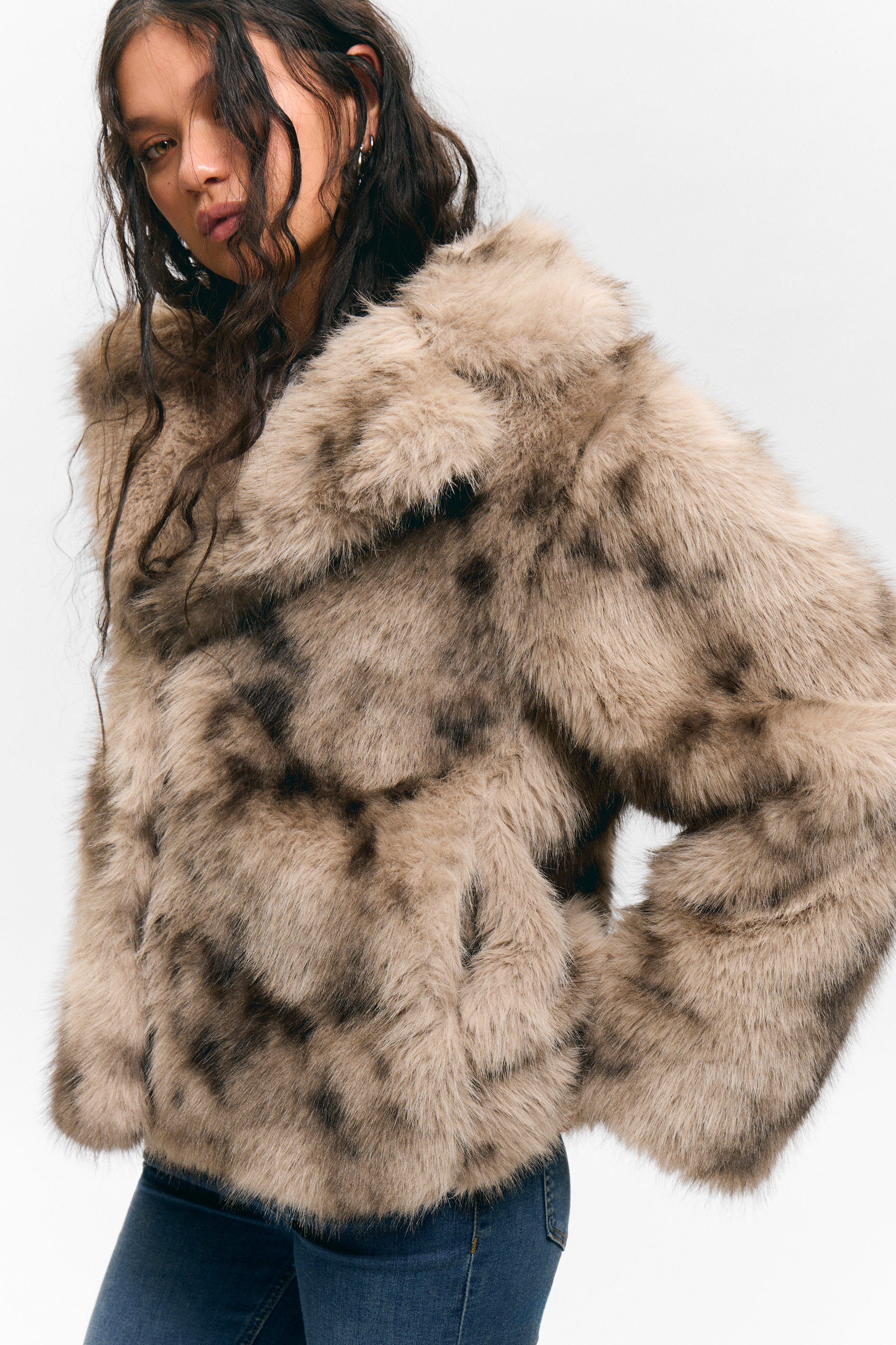 ☆ご予約品　 試着のみ 新品 ハウント FAUX FUR COAT ZARA LONG FAUX FUR COAT TAUPE GREY NEW FW24/25 SIZES XS-XL