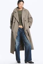 Lys beige - Kia oversized dobbeltspent kåpe i ullblanding - 2