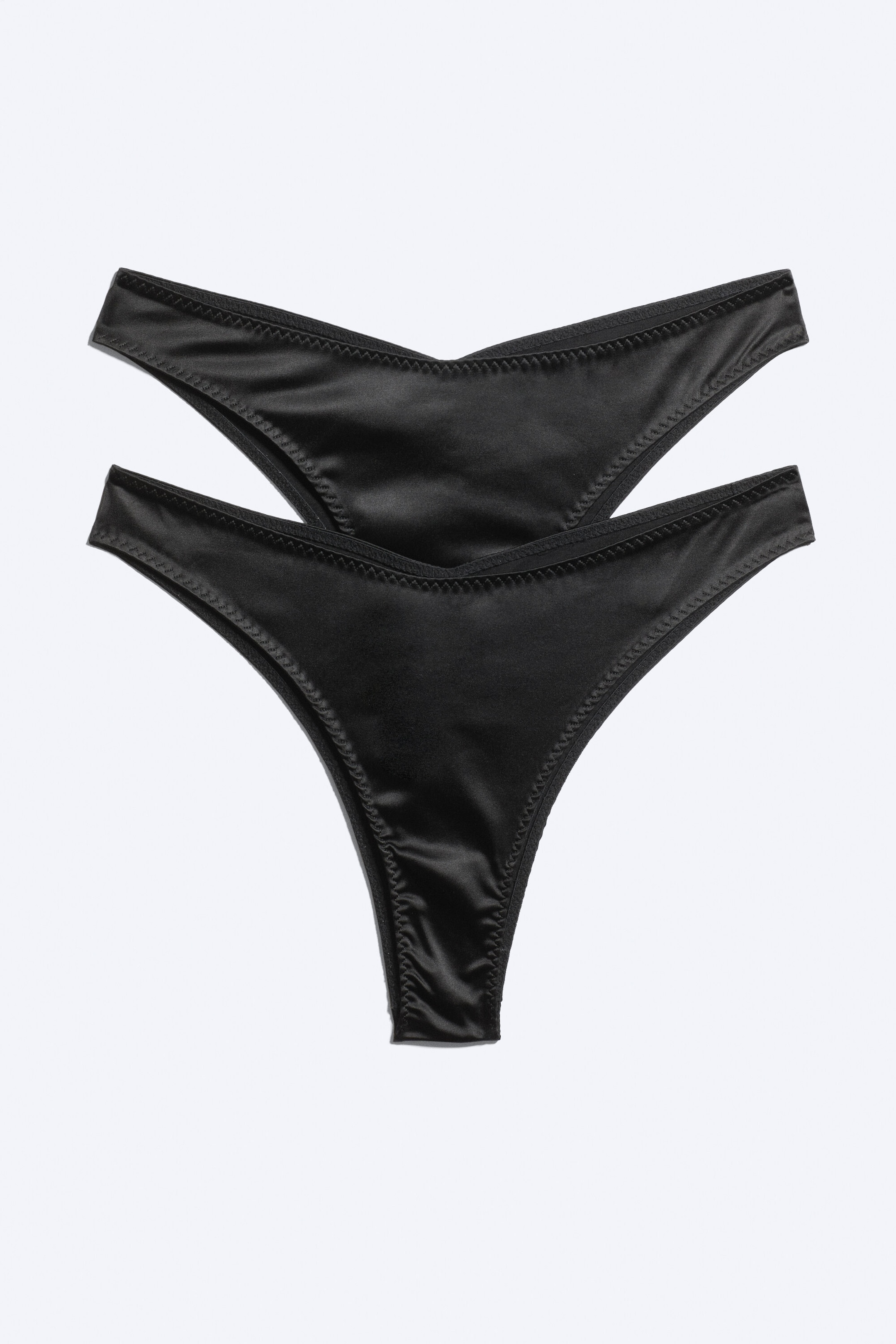 Schwarzer Satin - 2er-Pack Brazilian Slips - 3