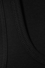 Black - Slim Square Neck Ribbed Tank Top - 4
