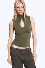 Dark Khaki Green - Keyhole Top - 0