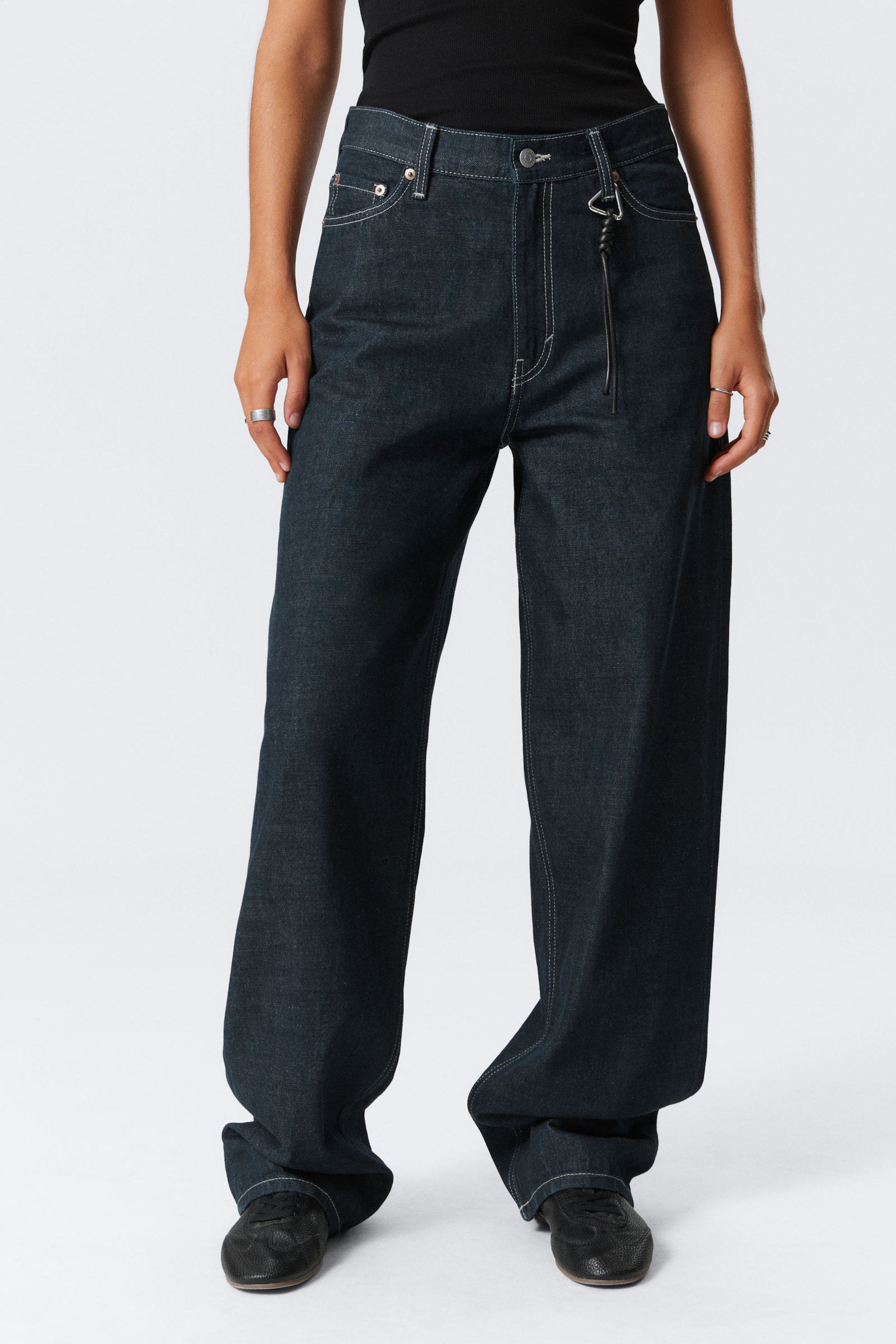 #4C5164 - Rail Mid Rise Loose Wide Leg Jeans - 2