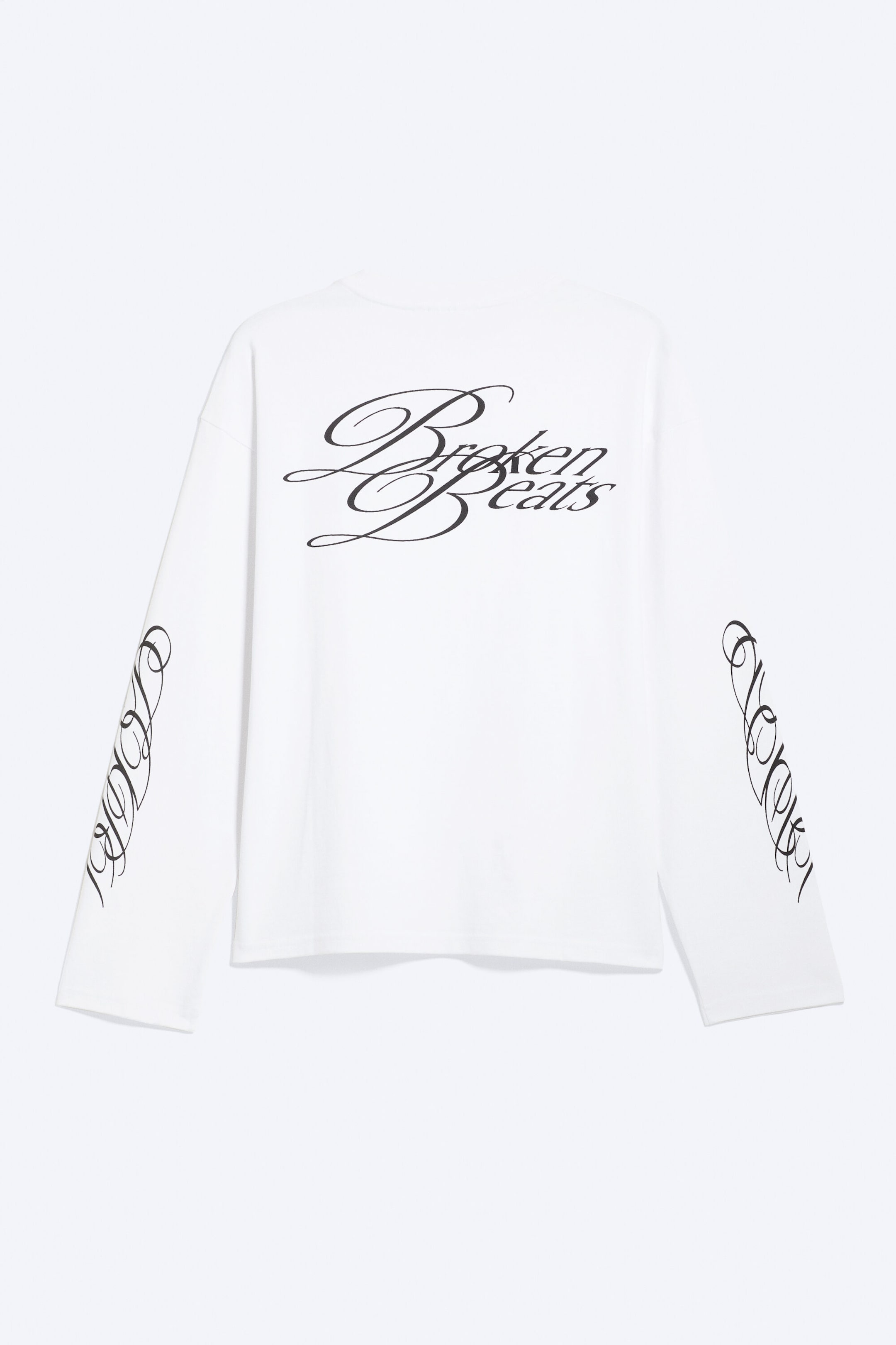 Weiß - "Broken Beats" - Kastiges Langarmshirt mit Grafikprint - 4