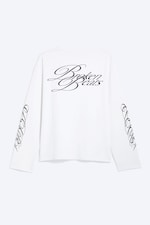 Weiß - "Broken Beats" - Kastiges Langarmshirt mit Grafikprint - 4