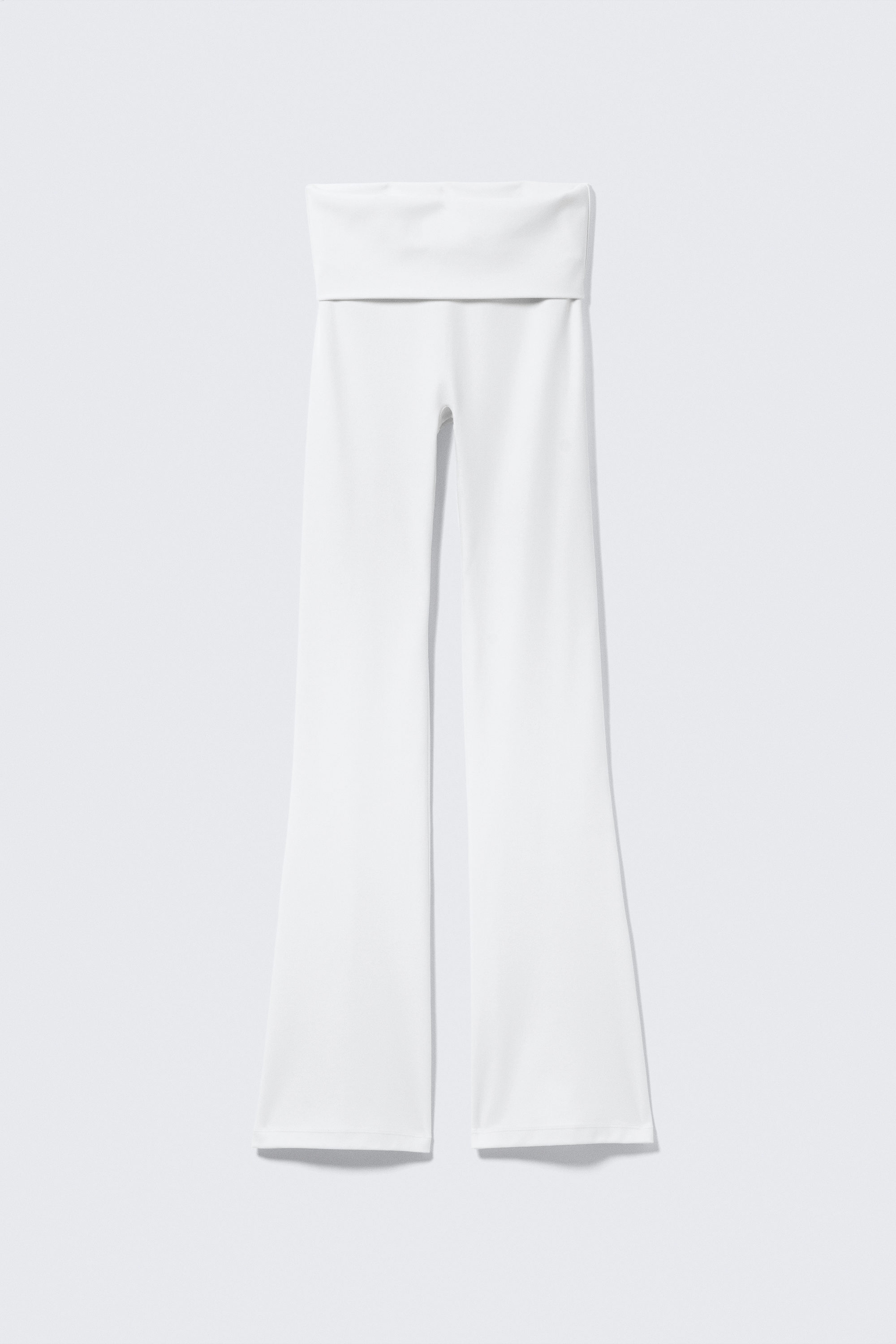 White - Folded Waist Flared Yoga Tights - 6