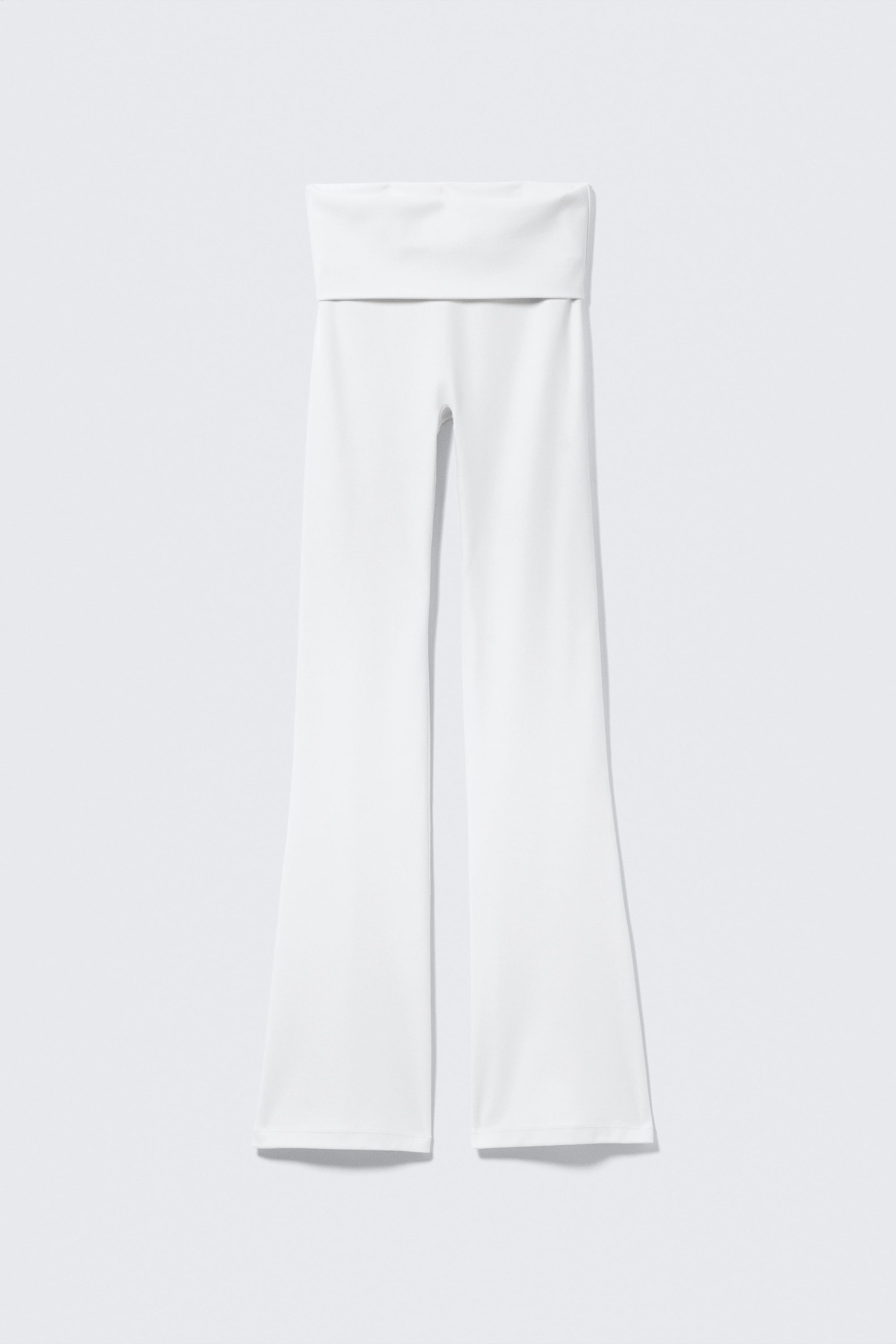 White - Folded Waist Flared Yoga Tights - 6