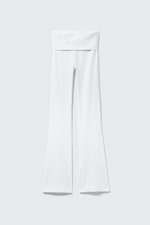 White - Folded Waist Flared Yoga Tights - 6