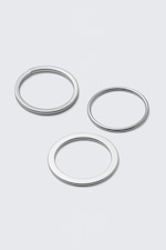 Zilver - Set van 3 Minimale Stalen Ringen - 0
