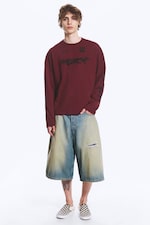 Dark Red - Racer - Oversized Graphic Long-sleeve - 1
