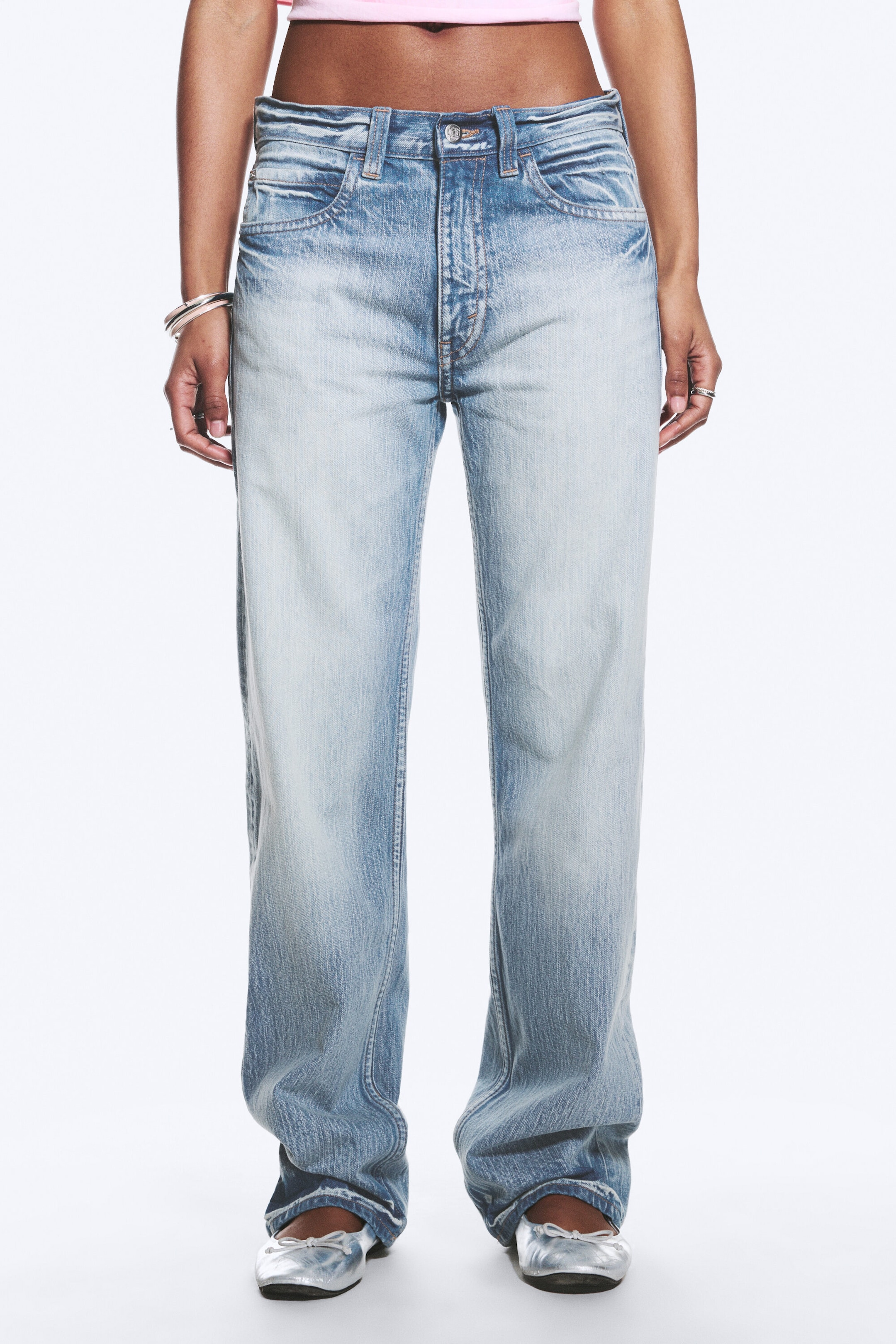 Blue Moon - Bleu clair - Jean droit standard taille basse unisexe Anti - 3