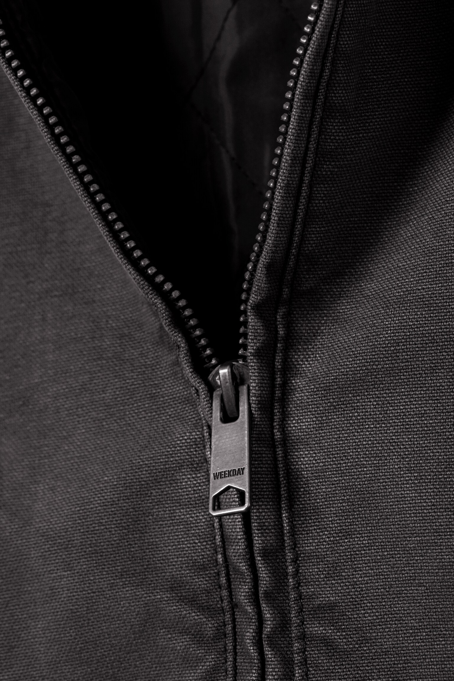 Casaco de Lona com Capuz Largo - Preto mesclado/Cinzento claro sujo - 9