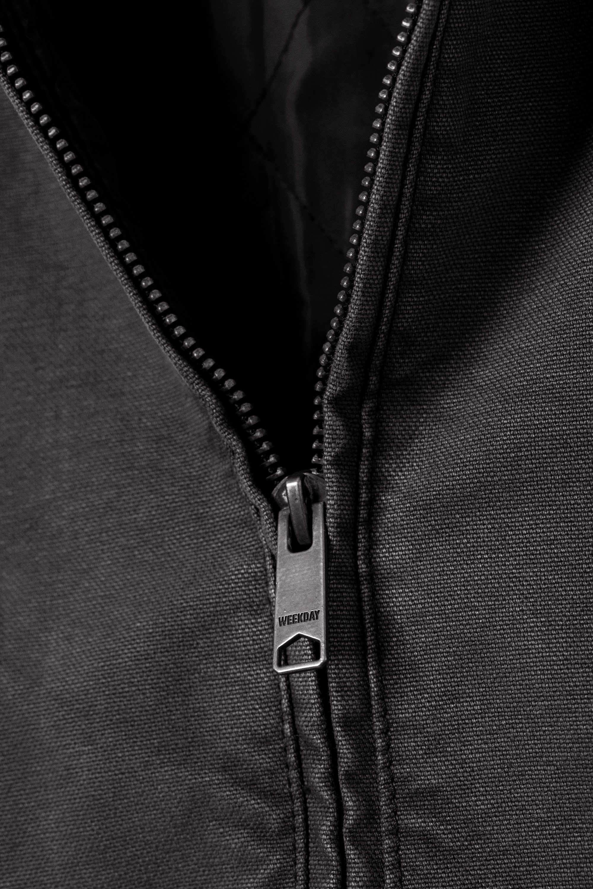 Schwarz meliert - Locker geschnittene Kapuzenjacke aus Canvas - 3