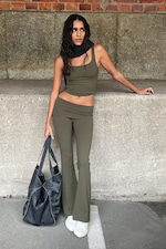 Dark Khaki Green - Cropped Sports Top - 0