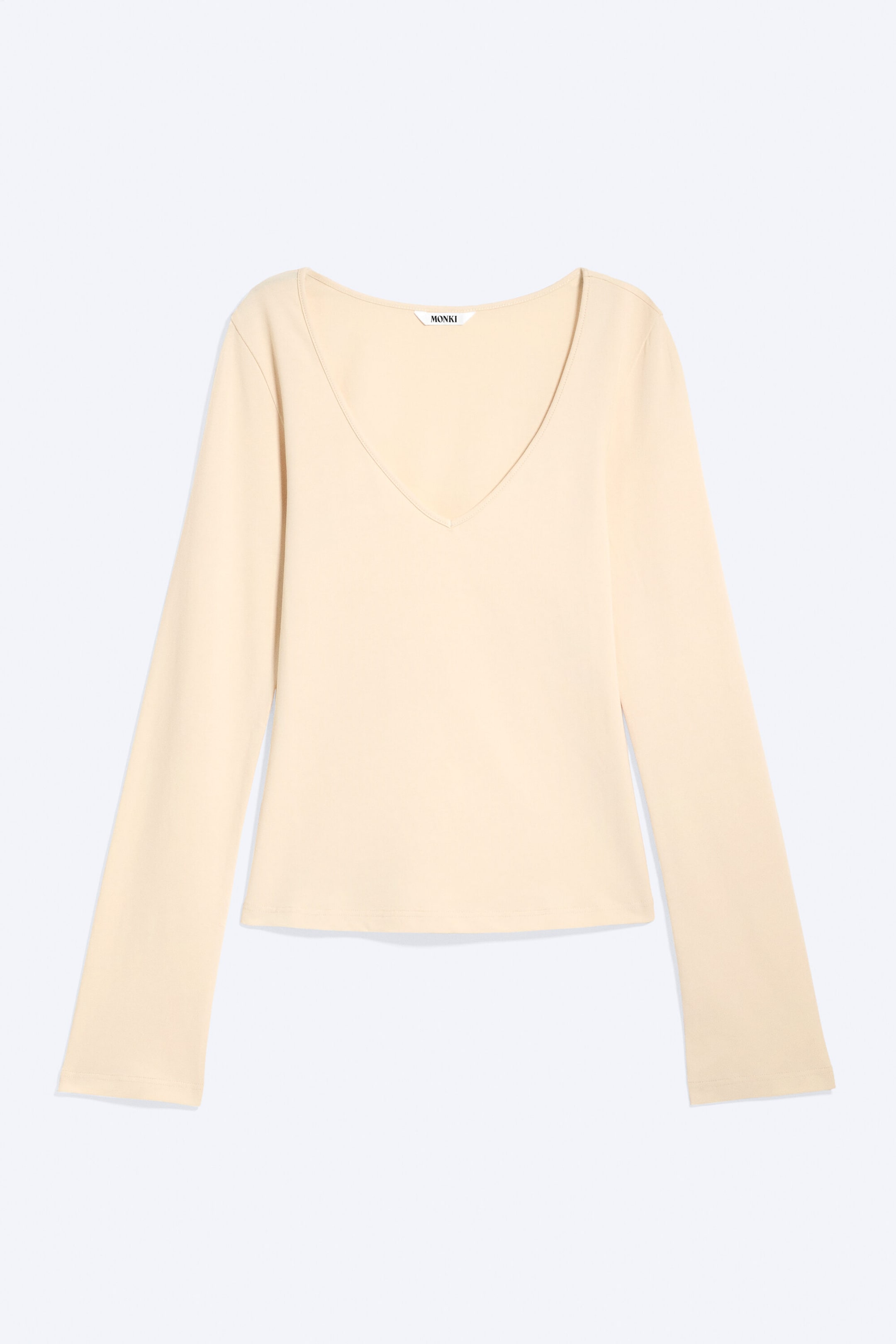 Light Dusty Beige - Slim V‑Neck Jersey Top - 4