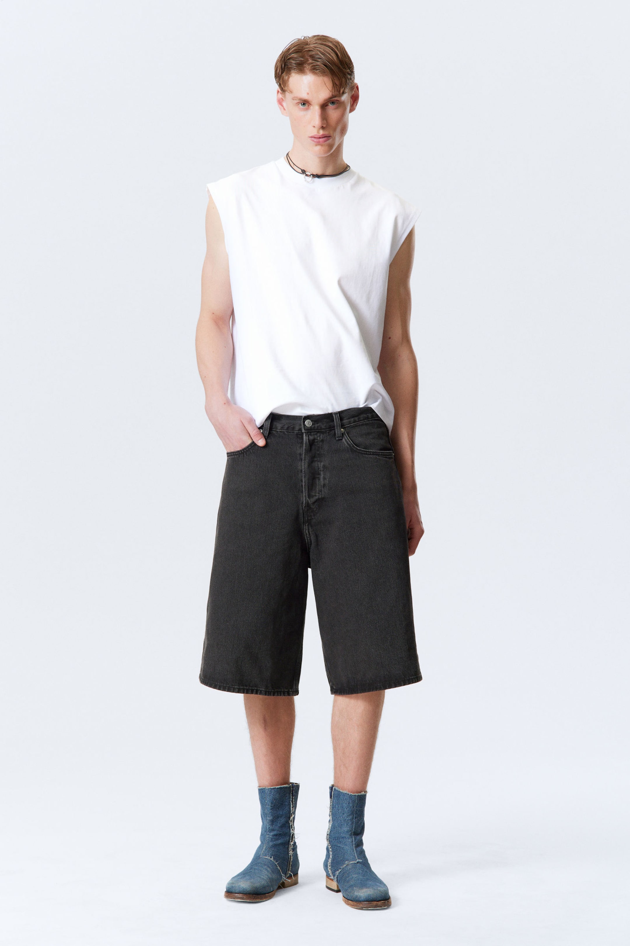 Tuned Black - Astro Denim Loose Baggy Shorts - 2
