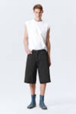 Tuned Black - Astro Denim Loose Baggy Shorts - 2