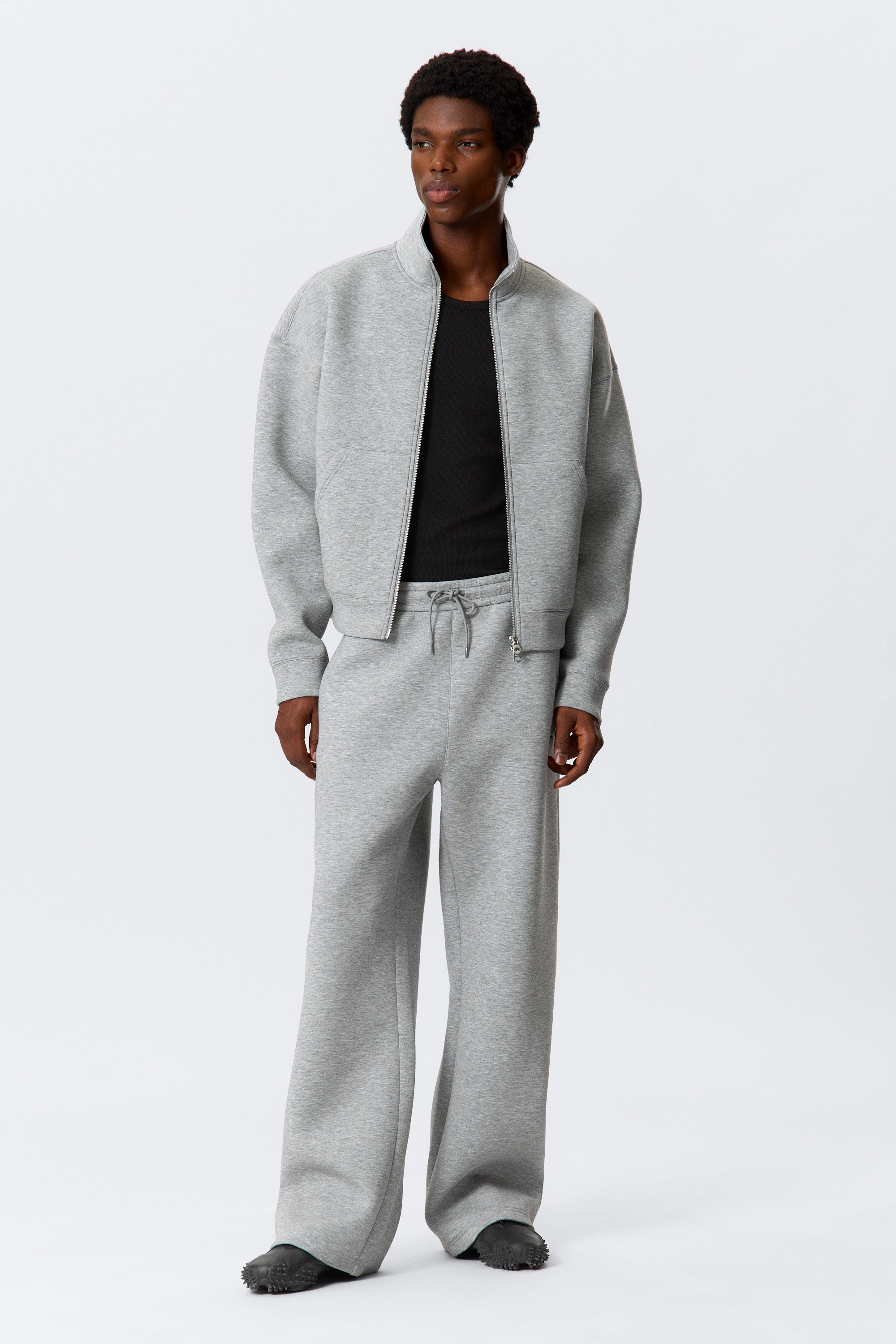 Grey Melange - Simon Scuba Zip Sweatshirt - 2