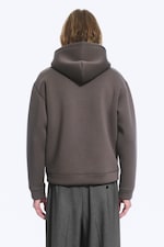 Mörk mullvad - Strukturerad scuba-hoodie med dragkedja - 2