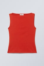 Red - Annie Sleeveless Boat-Neck Top - 0