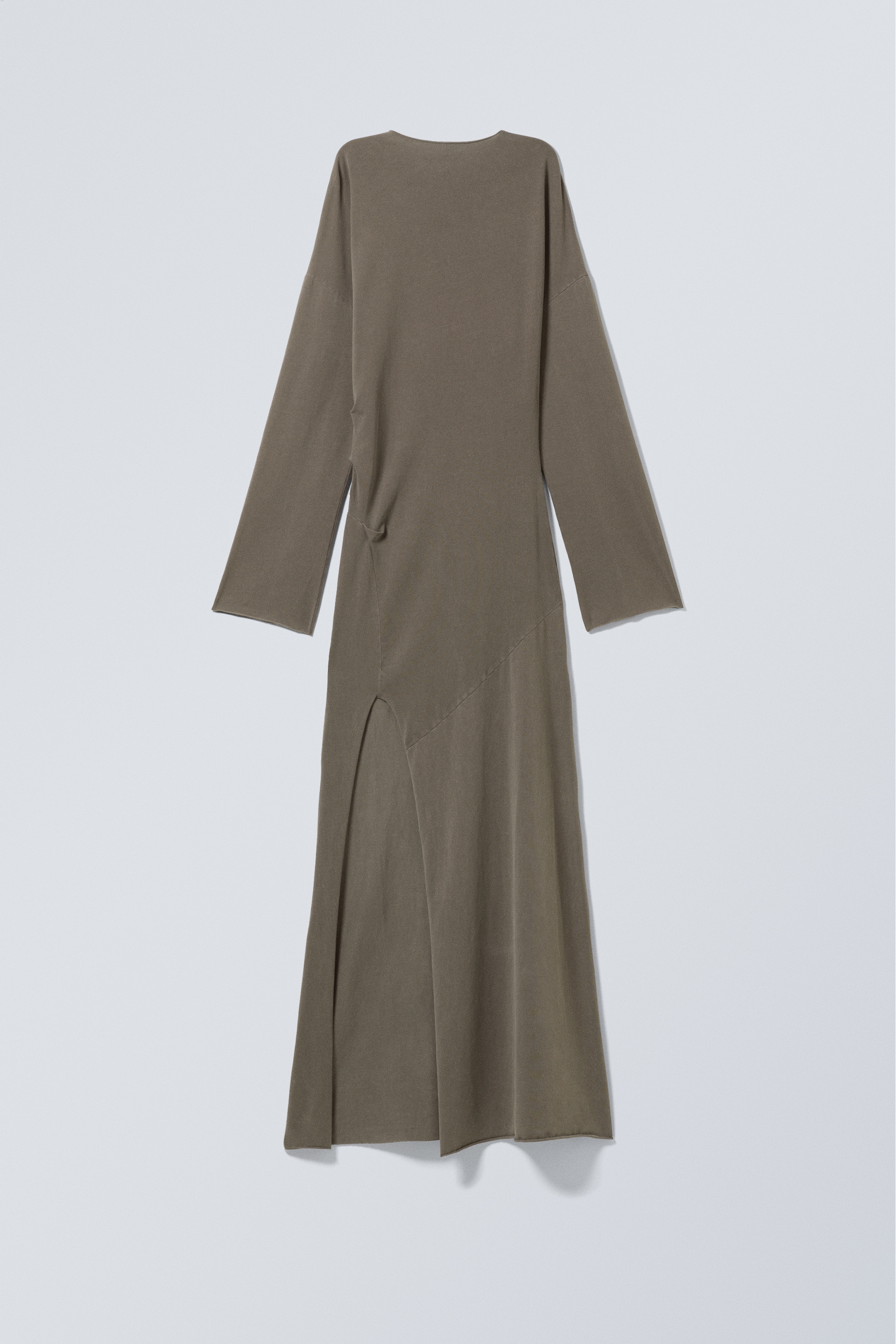 Visualizza immagine più grande: Maxi abito drappeggiato con spacco a manica lunga - Talpa scuro lavato - DONNA | H&M IT 1