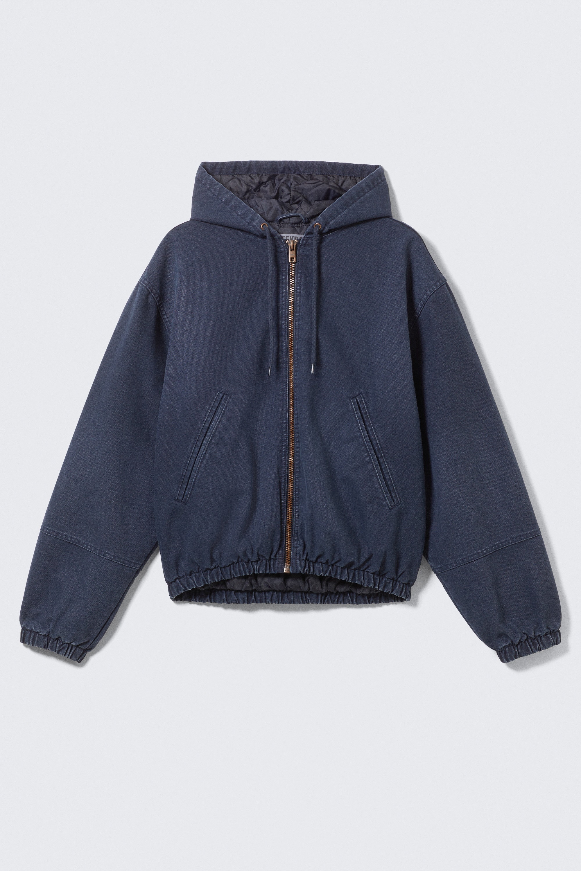 Relaxed Hooded Bomber Jacket - Washed Navy Blue
