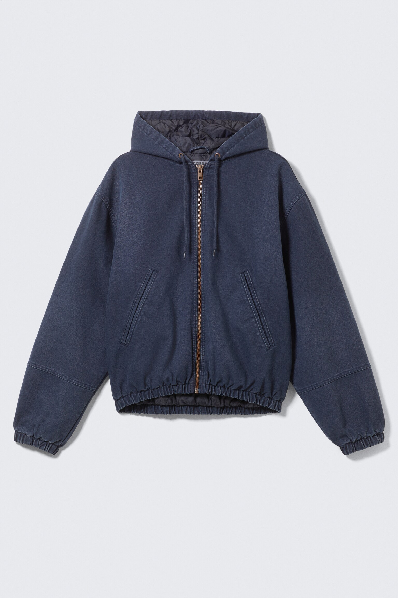 Relaxed Hooded Bomber Jacket - Washed Navy Blue/Washed Black - 2
