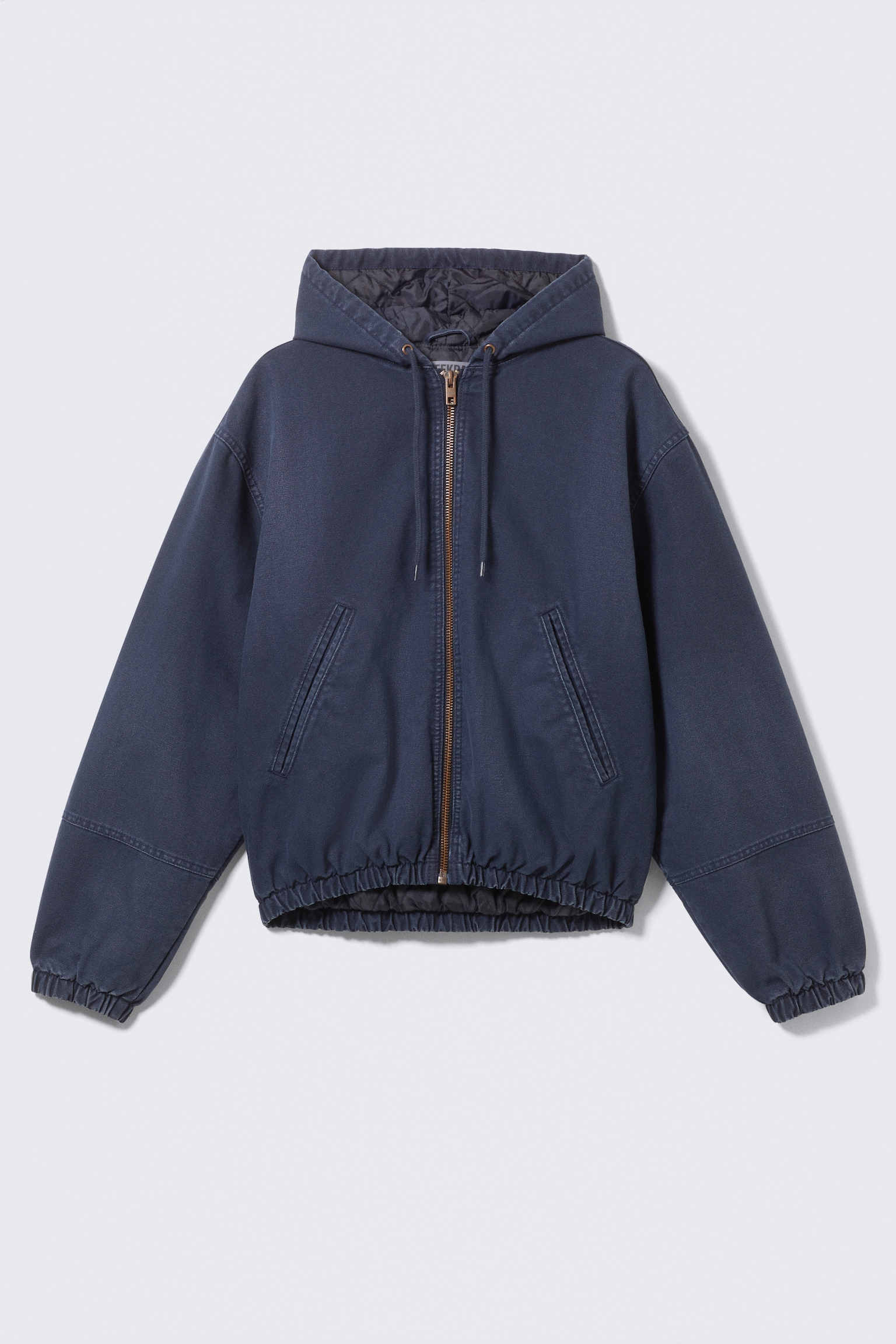 Relaxed Hooded Bomber Jacket - Marineblauw met wassing/Washed Black – Zwart - 2