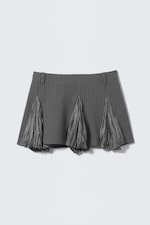 Striped Grey - Pleated Insert Mini Skirt - 3