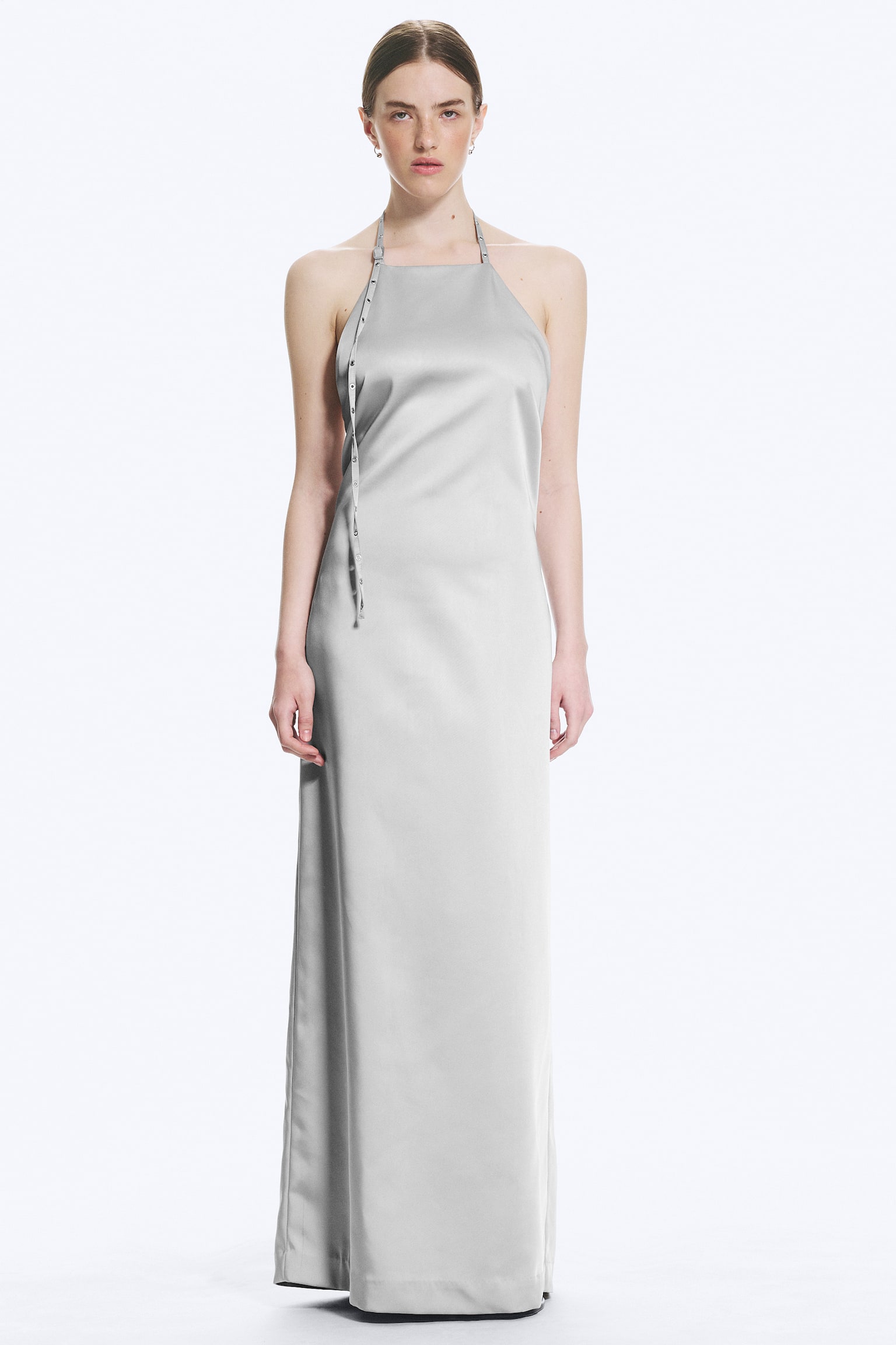 Vestido evasé com alças - Cinzento claro sujo - 1