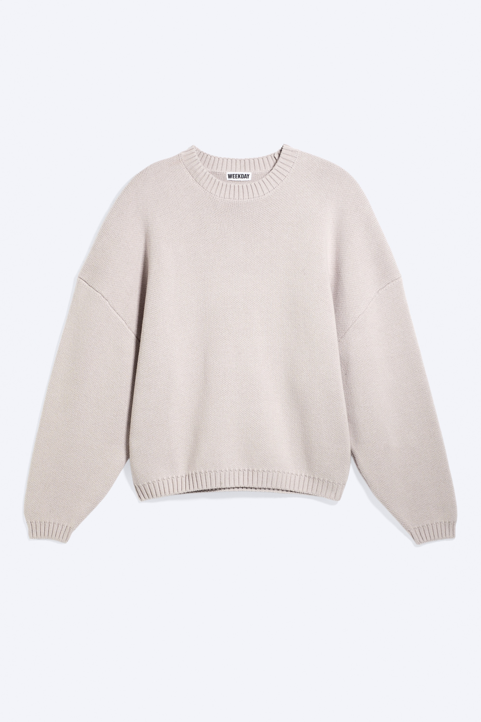 Oversized Tung Bomuldssweater - Lys støvet gråbrun/Meleret mørkegrå/Sort