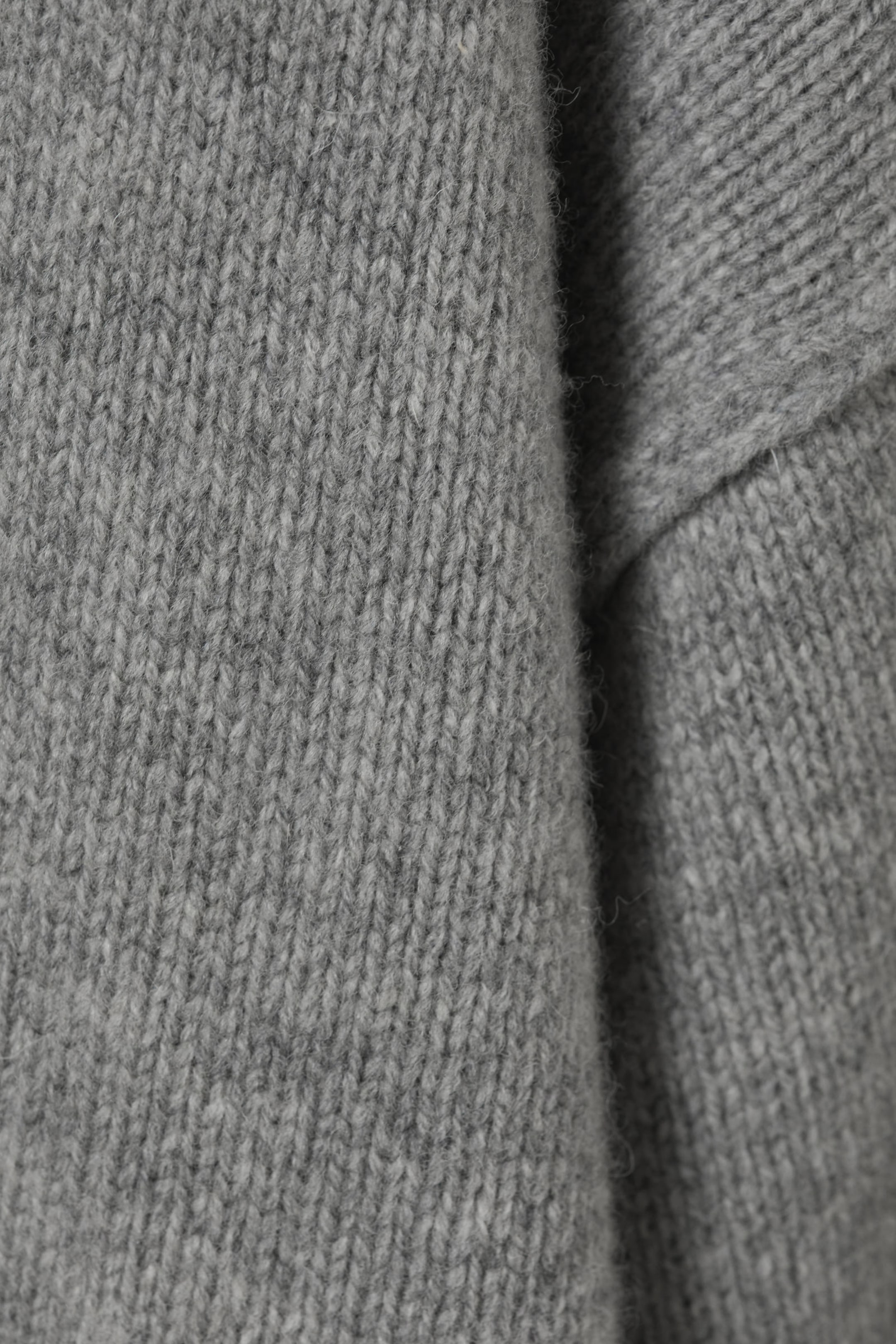 Grey Melange - Loose Knitted Wool Sweater - 2